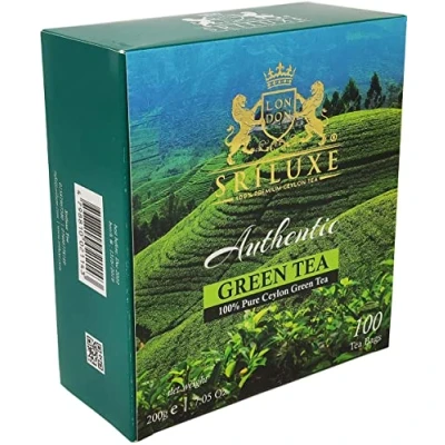 Image of SRILUXE Premium Quality Ceylon Green Tea Bags Exquisite Taste and Aroma Brew Hot Tea, Iced or Kombucha (Green, 100 Bags)