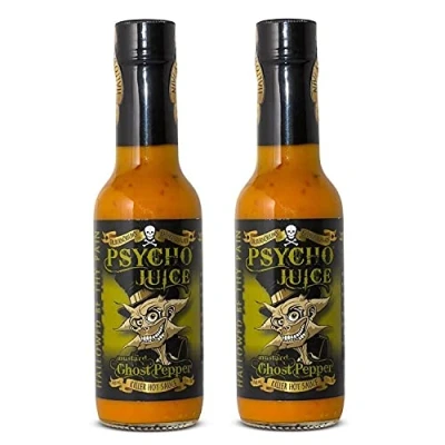 Image of Psycho Juice Mustard Ghost Pepper Chilli Hot Sauce (Pack of 2)