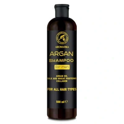 Image of Argan Shampoo for Men 500ml with Oil Silk and Wheat Proteins Soft Supple hair Scalp Care Fresh Aroma Moisturising All types