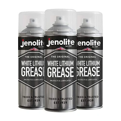 Image of JENOLITE White Lithium Grease Spray 3x400ml Heavy Duty, Multi Purpose Lubricant Ideal for Cars, Machinery, Hinges, Winches Metal on Protect Against Wear &amp; Corrosion