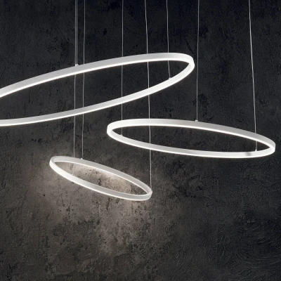 Image of Oracle Slim 50cm Non Dim 3000K Round Integrated LED Circle Ceiling Pendant Lamp White