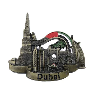 Image of 3D Dubai Refrigerator Fridge Magnet Tourist Souvenirs Handmade Metal Craft Magnetic Stickers Home Kitchen Decoration Travel Gift