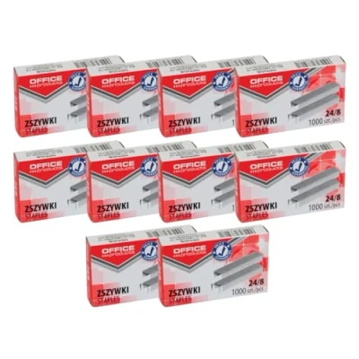 Image of Office Products 18072429 19 Staples 24/8 Silver/Pack of 10,000 (10 x 1000 Pieces) Standard Staples/Staples Paper Clips/Galvanised