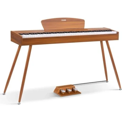 Image of Donner DDP 80 Digital Piano Keyboard 88 Keys Weighted, Hammer Action II, Home Electric Full Size with Stand, Triple Pedal, MIDI Connecting and Headphone Interface
