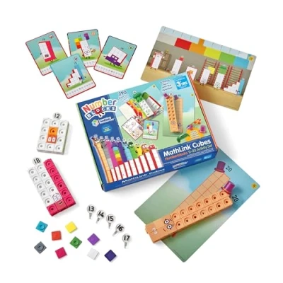 Image of Learning Resources MathLink Cubes Numberblocks 11 20 Activity Set, 30 Activities Linked to TV Episodes, 155 &amp; More, Ages 3+,27 x 20.5 5.6 centimeters