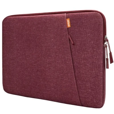 Image of JETech Laptop Sleeve for 13.3 Inch MacBook Air/Pro, 14 Pro M4 / M3 M2 M1 2021 2024, 13 13.6 Notebook, Waterproof Shock Resistant Bag Case with Accessory Pocket (Red)