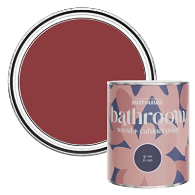 Image of Rust Oleum Red Moisture Resistant Bathroom Wood and Cabinet Paint in Gloss Finish Empire 750ml