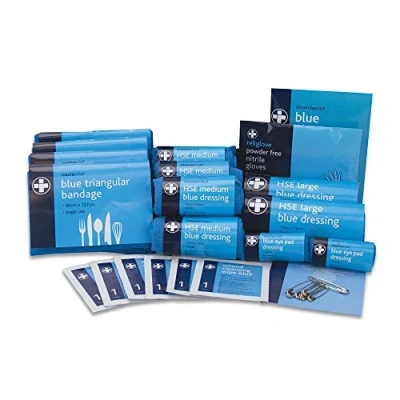 Image of Reliance Medical 10 Persons First Aid Refill Kit For High &amp; Low Risk Environments All Catering Kit, Refill, Blue