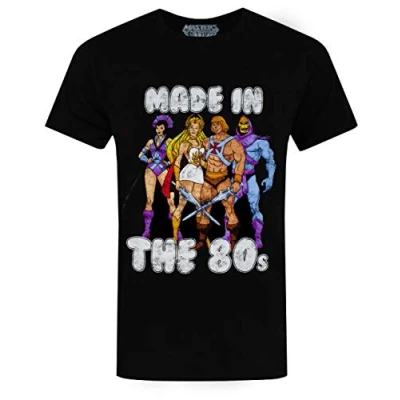 Image of Masters of The Universe Men’s T Shirt Adults &#039;Made in 80&#039;s&#039; Superhero &amp; Villains Clothing Black