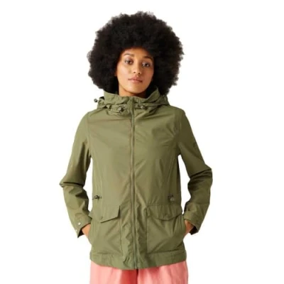 Image of Regatta Womens Navassa Full Zip Hooded Rain Coat Green Size 16 UK