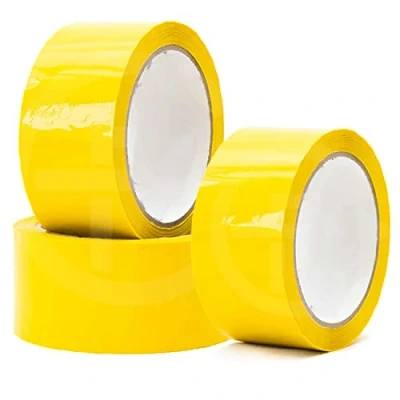 Image of Edenpack 3 Rolls Yellow Colour Low Noise Adhesive Tape 50MM x 66M Art and Craft DIY Decorative Packaging Packing Parcel Strong Seal Coloured Acrylic
