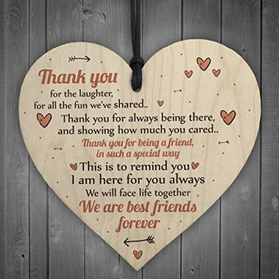 Image of RED OCEAN Best Friends Forever Friendship Sign Wooden Hanging Heart Plaque Thank You Birthday Gift