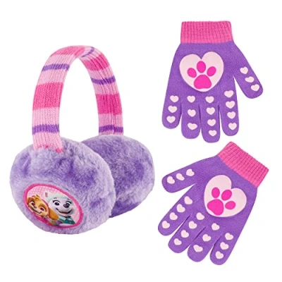Image of Nickelodeon Girls&#039; Winter Earmuffs and Kids Gloves Set, Paw Patrol Skye Everest for Ages 4 7, Purple, Age