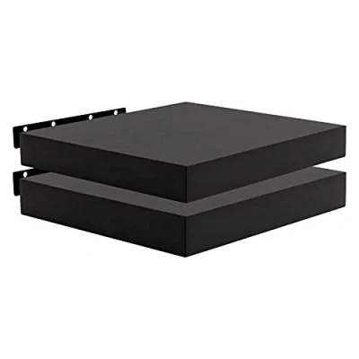 Image of WOLTU 2 Pcs Floating Shelf Black Wooden Wall Storage Display 40cm Long RG9372sz