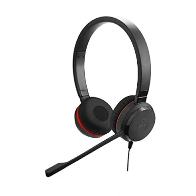 Image of Jabra Evolve 30 MS Stereo Headset Microsoft Certified Headphones for VoIP Softphone with Passive Noise Cancellation USB Cable Controller Black