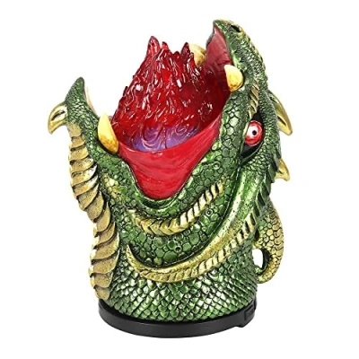 Image of Detailed Green Dragon Mouth Electric Aroma Diffuser 18cm x 15cm (1 Pc.) Fire Breathing Design with Glowing Effects, Fragrance Home Oils Great for &amp; Office Decor