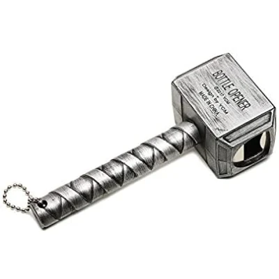 Image of Thor Hammer Bottle Opener 20 cm Beer Large Ideal as a Gift Bar Wine Mjölnir (Silver)