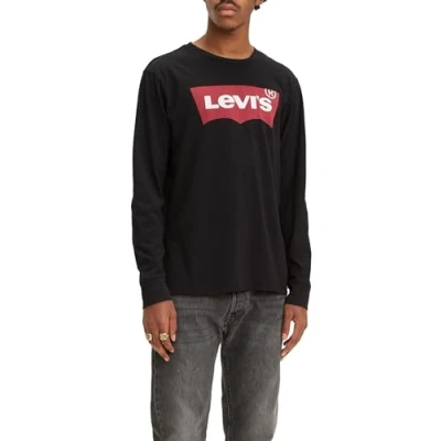 Image of Levi&#039;s Men&#039;s Long Sleeve Standard Graphic Tee T Shirt, Stonewashed Black, XXL