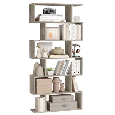 Image of VASAGLE Bookshelves, 6 Tier Bookcase, Room Divider, Cube Display Shelf, Freestanding Storage Modern Style, for Living room, Bedroom, Office, Greige LBC061M01