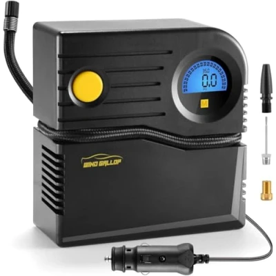 Image of WindGallop Car Tyre Inflator Pump 12V Digital Air Compressor Electric Bike with Pressure Gauge and Valve Adaptors (Blue)