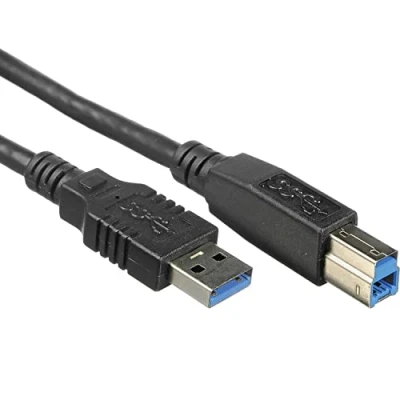 Image of PremiumCord USB 3.0 A B Connection Cable 0.5 m, SuperSpeed Data up to 5 Gbit/S, Charging Cable, Type Male Male, 9Pin, Colour: Black, Length m