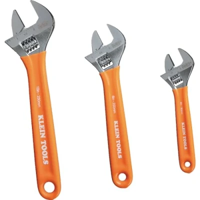 Image of Klein Tools D5073 Adjustable Wrench Set, Extra Capacity, 6 Inch, 8 10 Forged Heat Treated Alloy Steel, Metric and SAE, 3 Piece