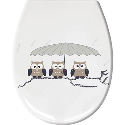 Image of Kleine Wolke Toilet seat Owl 37x45cm in taupe, Duroplast, 37 x 45 1 cm