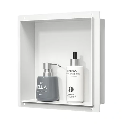 Image of Bernkot Stainless Steel Shower Niche White 304 Wall Recess 30 x 10 cm No Tile Required Flush Mounting