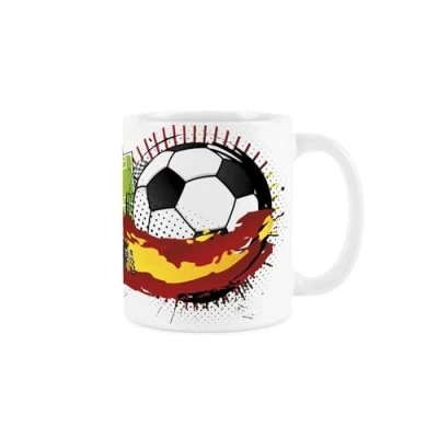 Image of Spain Football Mug Team Spanish Flag Sports Championship Tournament Games Gift Tea/Coffee Ceramic Red &amp; White Cup Present