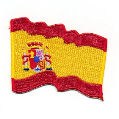 Image of hegibaer 40 x 30 mm Waving Spain Flag Barcelona Sew On / Iron Patch 1081 A