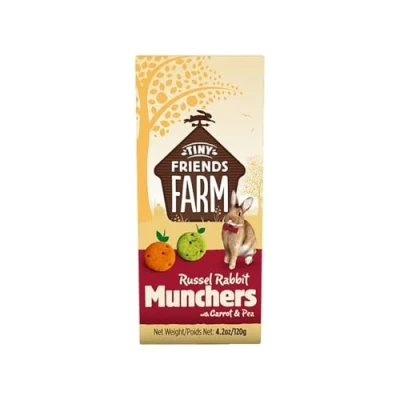 Image of Supreme Tiny Friends Farm Russel Rabbit Munchers with Carrot and Pea 120g (pack of 4)
