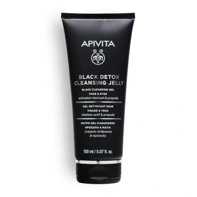 Image of Apivita Black Detox Cleansing Jelly for Face &amp; Eyes 150ml