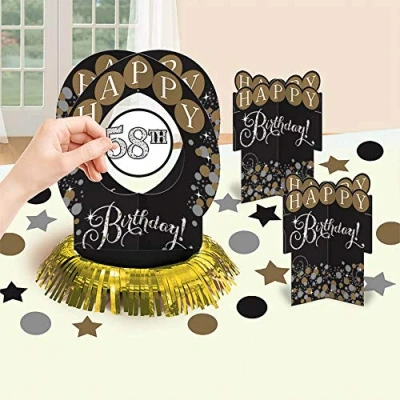 Image of Amscan 281873 Gold Sparkling Celebration Add an Age Table Decorating Kit Includes Number &amp; Letter Stickers for 1st to 100th