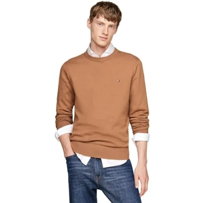 Image of Tommy Hilfiger CREW NECK Jumper, Men&#039;s, Size: Small, Safari canvas