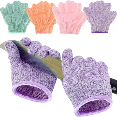 Image of Eummy 4 Pairs Kids Cut Resistant Gloves Gardening Level 5 Protection Cutting for Whittling Food Grade Work Proof Cooking Carving and Gardening(4pcs)