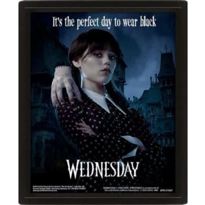 Image of Pyramid International Wednesday Addams Framed 3D Picture, Black