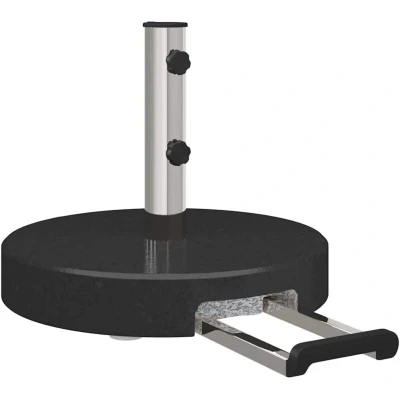 Image of vidaXL Wheeled Parasol Base with Handle Black Granite 29 kg Round