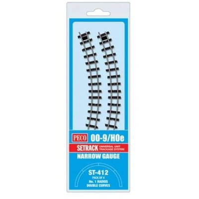 Image of Peco ST 412 Setrack No.1 Radius Double Curves (Pack of 4) OO 9 Gauge