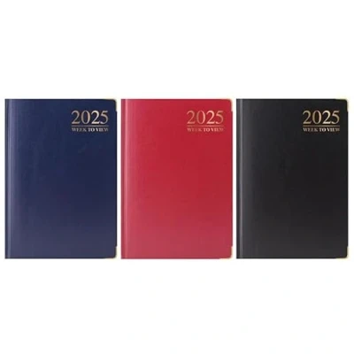 Image of 2025 A4 / A5 A6 Day A Page DAP and Week To View WTV Diary Padded Hardback Gilt Edge With Metal Corners For Student, Teacher, Home, Office, Business (A6 View, Burgundy)