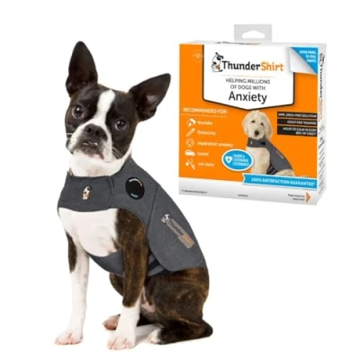 Image of ThunderShirt for Dogs Calming Jacket Puppy Coats Small XS Dog Anxiety Instant Natural Relief Storms, Fireworks &amp; Separation Grey Coat 5 Sizes, Grey,