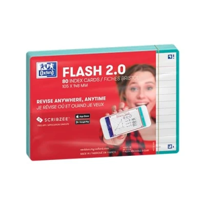 Image of Flash Cards, Ruled with Mint Frame, A6, Pack of 80