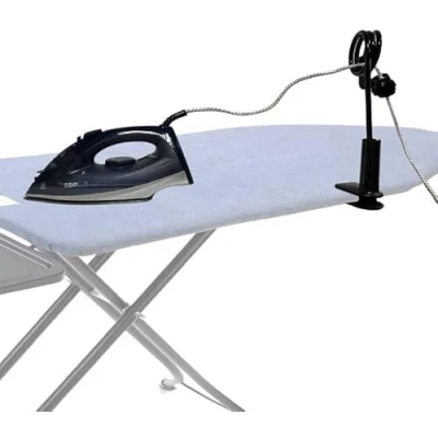 Image of Universal Flexible Iron cord Minder, Steam Holder for the ironing board helps keep irons out of way when in use fits all standard boards No Irons,