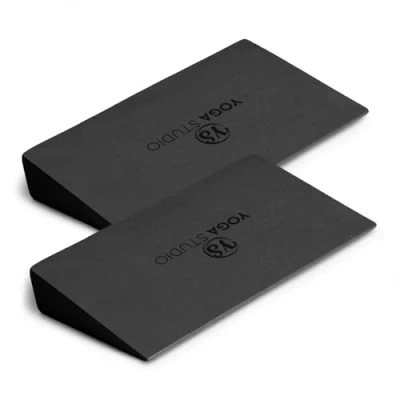 Image of Yoga Studio EVA Wedge Blocks 2 Pack (Pair) Slant Board Twin Calf Stretcher Lightweight Foam Mini Half Wedges Non Slip for Wrists and Hands (Black)