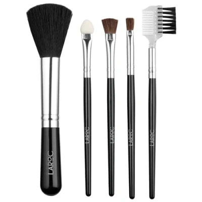 Image of Make Up Brush Set, LaRoc, 5pc Complete Compact Set Eyeshadow &amp; Sponge, Powder/Blusher Brush, Eyebrow More Professional Synthetic Makeup Brushes