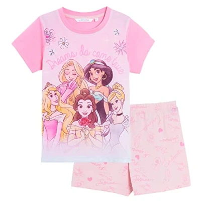 Image of Disney Girls Princess Short Pyjamas Pink 9 10 Years