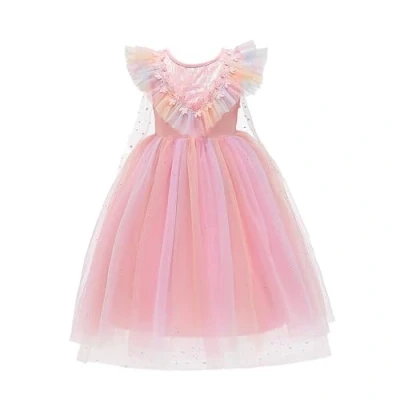 Image of Lito Angels Unicorn Birthday Party Princess Costume Fancy Dress Up with Cape for Little Kids Girls Age 4 5 Years, Pink (Tag Number 120)
