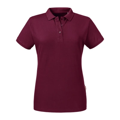 Image of Russell Athletic Womens/Ladies Pure Organic Polo (Burgundy) Cotton Size X Small