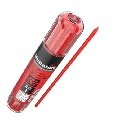 Image of Hultafors Deep hole marker refill set red 10 pieces I In a practical dispenser with clip holder 2.8 mm universal refills For carpenter&#039;s pencil variety of surfaces 650150