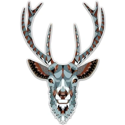 Image of Pack of 4 Patterned Stag Vinyl Decal Sticker Car Wall Laptop Scrapbook Campervan Caravan Bumper Window
