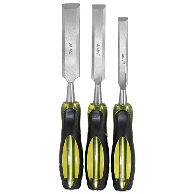 Image of Dekton 3 Piece Chisel Set heat Treated And Hardened Carbon Steel Blades Striking Caps Ergonomic Anti Slip Grips Durable Construction For Long lasting Use Versatile Tool Kit Fine Detailing
